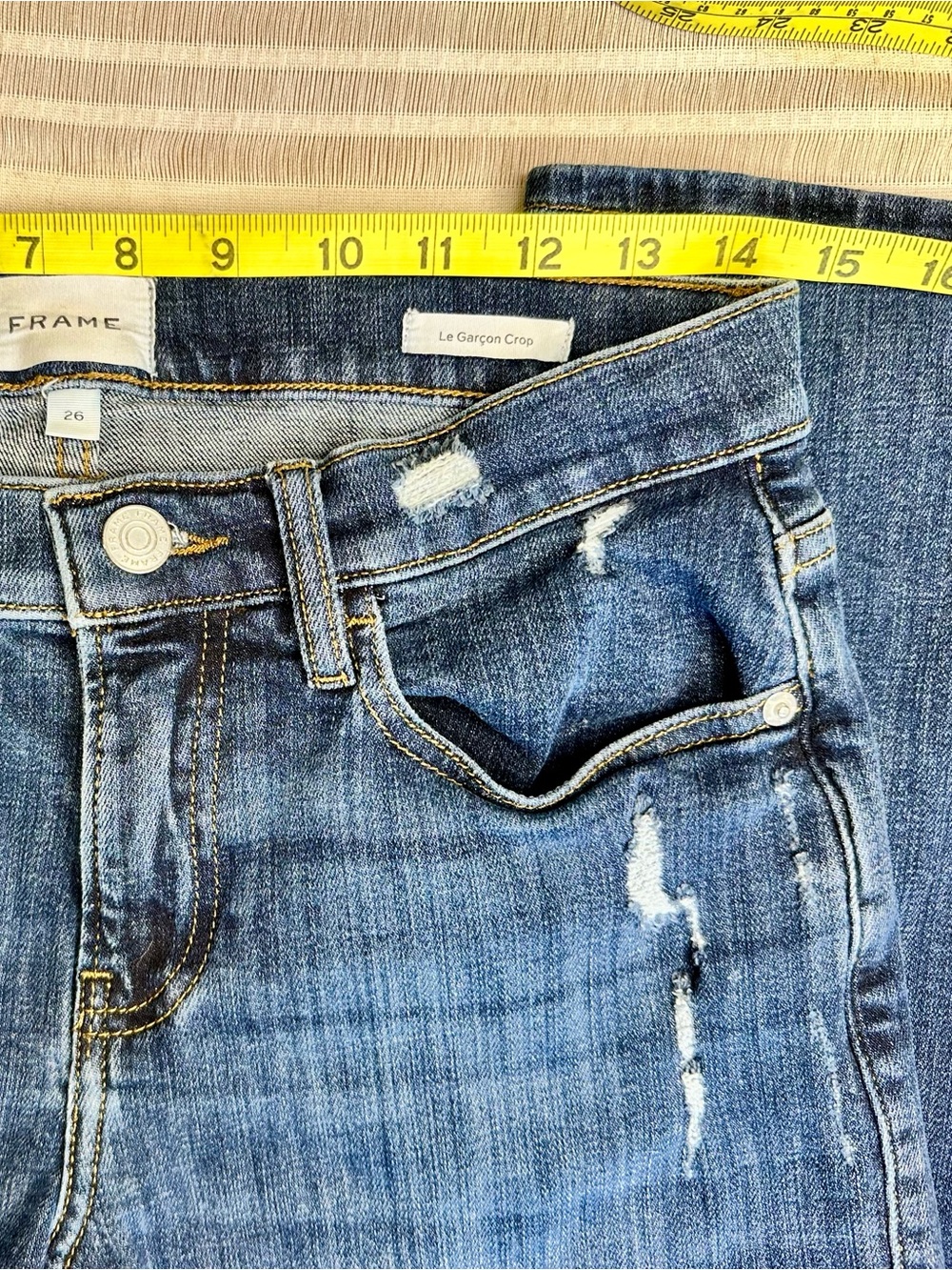FRAME Denim Le Garçon Crop Medium Wash - Picture 5 of 7